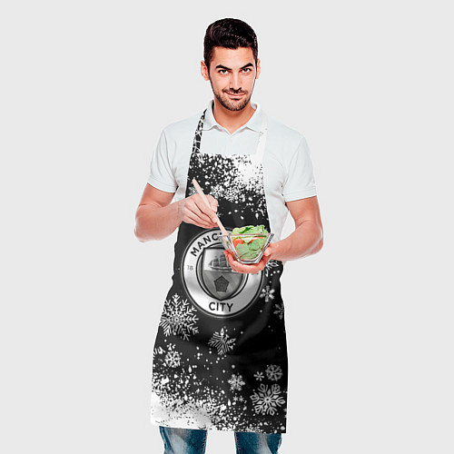Фартук Манчестер сити снежинки новый год / 3D-принт – фото 2