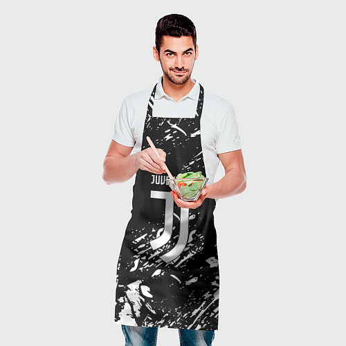Фартук Juventus белые штрихи красок / 3D-принт – фото 2