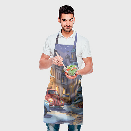 Фартук Новогодний снежный двор / 3D-принт – фото 2