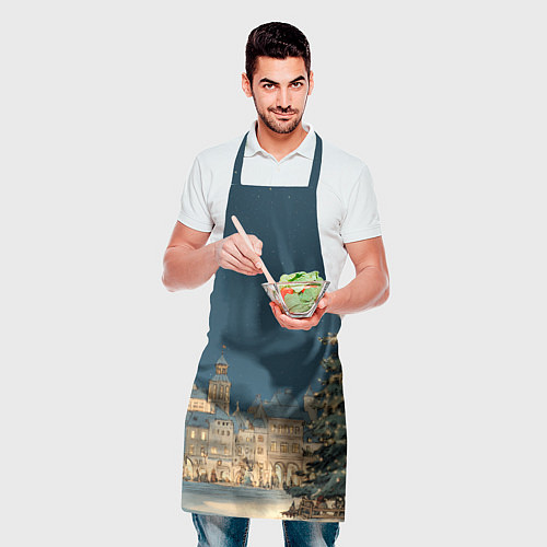 Фартук Новогодняя атмосфера в городе / 3D-принт – фото 2