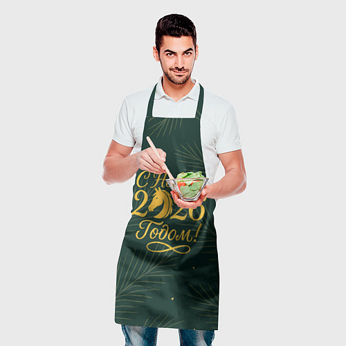 Фартук С новым 2026 годом золотистая надпись / 3D-принт – фото 2