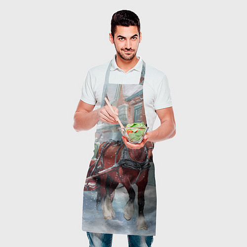 Фартук Лошадка с новогодней повозкой / 3D-принт – фото 2