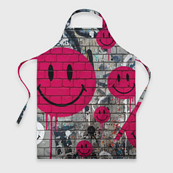 Фартук кулинарный Розовые смайлы граффити, цвет: 3D-принт