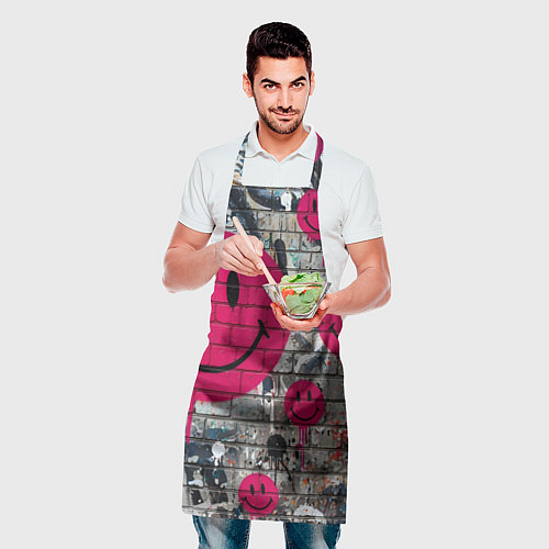 Фартук Розовые смайлы граффити / 3D-принт – фото 2