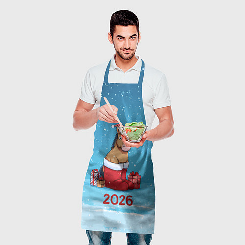 Фартук Лошадь в сапогах Санты / 3D-принт – фото 2