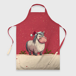 Фартук кулинарный Новогодняя лошадка с прищуренным взглядом, цвет: 3D-принт