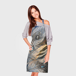 Фартук кулинарный Синие перья с самоцветами, цвет: 3D-принт — фото 2