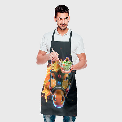 Фартук Новогодняя мандариновая лошадь / 3D-принт – фото 2