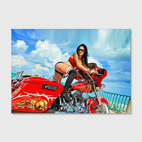 Картина прямоугольная Sexy girl on red bike / 3D-принт – фото 2