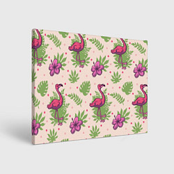 Картина прямоугольная Цветочные фламинго