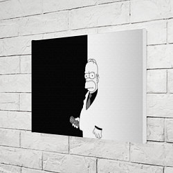 Холст прямоугольный Гомер Симпсон - в смокинге - black and white, цвет: 3D-принт — фото 2