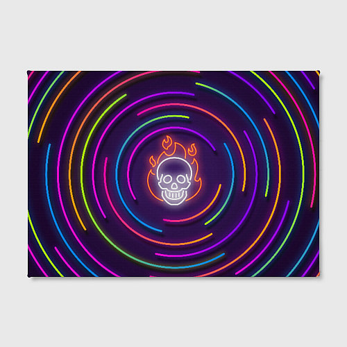 Картина прямоугольная Неон череп с линиями / 3D-принт – фото 2