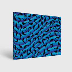 Холст прямоугольный Черные акулы паттерн, цвет: 3D-принт