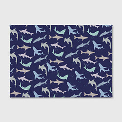 Холст прямоугольный Акулы разные, цвет: 3D-принт — фото 2