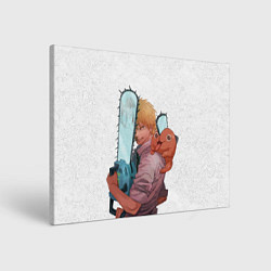 Холст прямоугольный Дэндзи, Почита и бензопила, цвет: 3D-принт