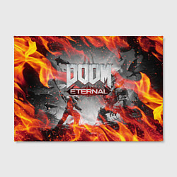 Холст прямоугольный DOOM ETERNAL ДУМ ПАЛАЧ РОКА В ОГНЕ, цвет: 3D-принт — фото 2