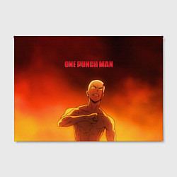 Холст прямоугольный Сайтама в огне One Punch-Man, цвет: 3D-принт — фото 2