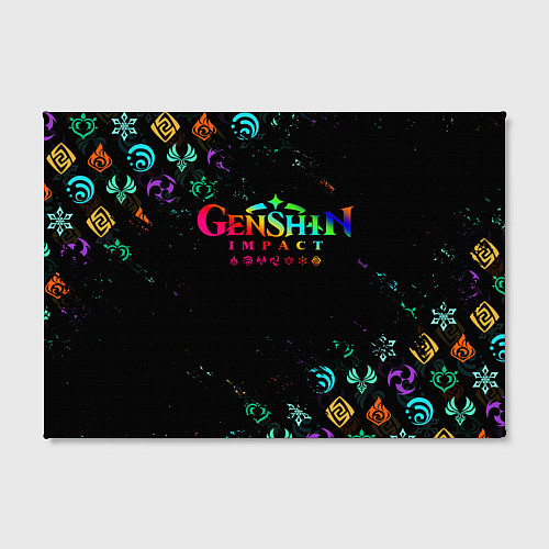 Картина прямоугольная GENSHIN IMPACT NEON LOGO RAINBOW STYLE, ЭМБЛЕМЫ / 3D-принт – фото 2