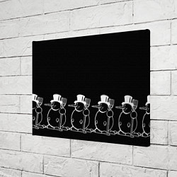 Холст прямоугольный Снеговик на черном фоне, цвет: 3D-принт — фото 2