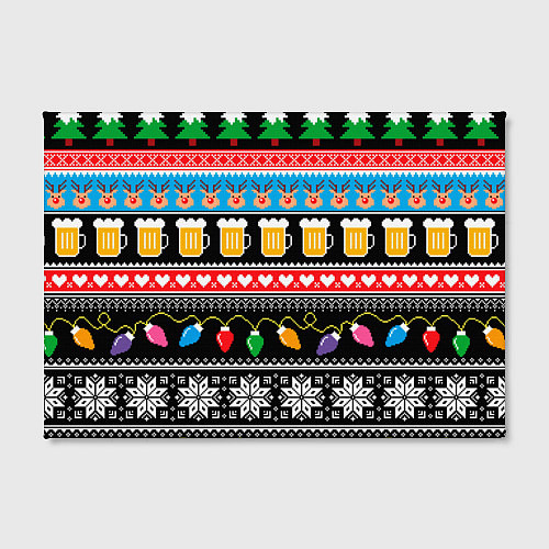 Картина прямоугольная Новогодний пивной узор / 3D-принт – фото 2