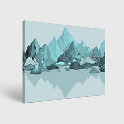Холст прямоугольный Голубой горный пейзаж с темно-серыми тенями, цвет: 3D-принт