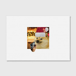 Холст прямоугольный Новогодняя собака злоупотребляет второй поправкой, цвет: 3D-принт — фото 2