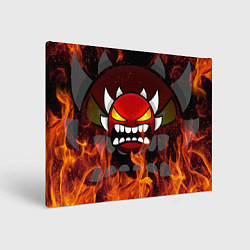 Холст прямоугольный GEOMETRY DASH DEMON FIRE SMILE, цвет: 3D-принт