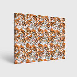 Холст прямоугольный Тигры рисованный стиль, цвет: 3D-принт