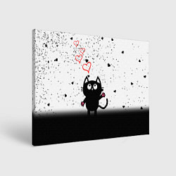 Холст прямоугольный Котик в тумане Сердечки, цвет: 3D-принт