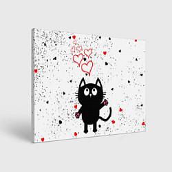 Холст прямоугольный Влюблённый котик Cat Love, цвет: 3D-принт