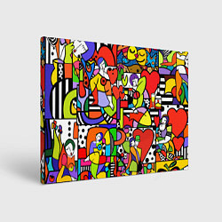 Холст прямоугольный Romero Britto - love collage, цвет: 3D-принт