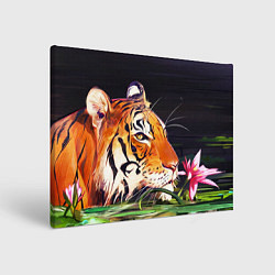 Картина прямоугольная Бенгальский Тигр в кустах