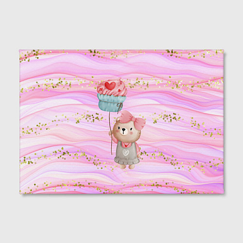 Картина прямоугольная Милый мишка с воздушным пирожным / 3D-принт – фото 2