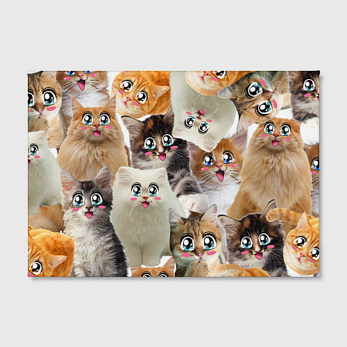 Картина прямоугольная Много кошек с большими анимэ глазами / 3D-принт – фото 2