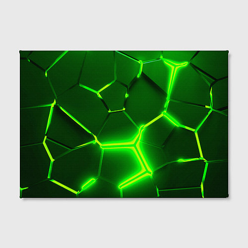 Картина прямоугольная 3D ПЛИТЫ НЕОН NEON GREEN HEXAGON РАЗЛОМ / 3D-принт – фото 2