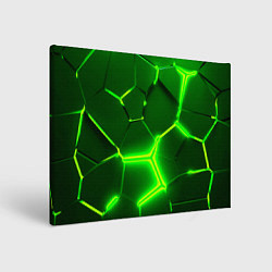 Картина прямоугольная 3D ПЛИТЫ НЕОН NEON GREEN HEXAGON РАЗЛОМ