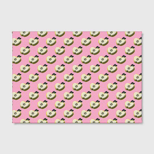Картина прямоугольная Яблочные дольки на розовом фоне с эффектом 3D / 3D-принт – фото 2