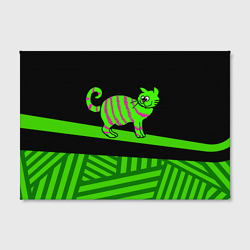 Картина прямоугольная Зеленый полосатый кот / 3D-принт – фото 2