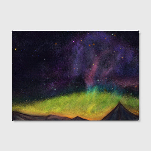 Картина прямоугольная Горный пейзаж со звёздным небом и северным сиянием / 3D-принт – фото 2