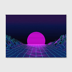 Холст прямоугольный Закат розового солнца Vaporwave Психоделика, цвет: 3D-принт — фото 2