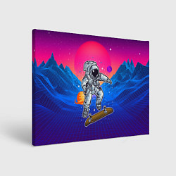 Холст прямоугольный Космонавт прыгает на скейте, цвет: 3D-принт