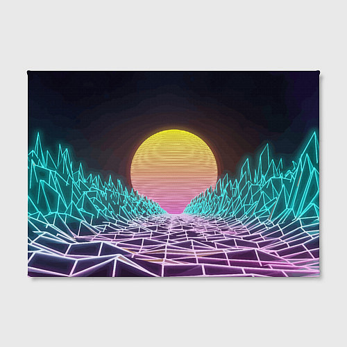 Картина прямоугольная Vaporwave Закат солнца в горах Neon / 3D-принт – фото 2
