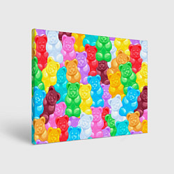 Холст прямоугольный Мармеладные мишки разноцветные, цвет: 3D-принт