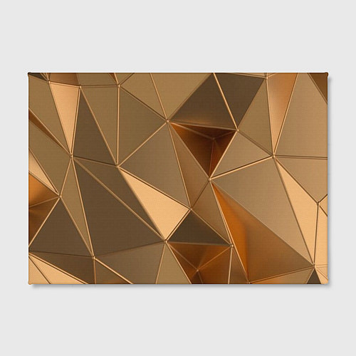 Картина прямоугольная Золотые 3D треугольники / 3D-принт – фото 2