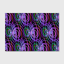 Холст прямоугольный Неоновые круги и линии - Фиолетовый, цвет: 3D-принт — фото 2