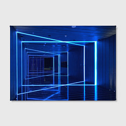 Холст прямоугольный Неоновый абстрактный коридор - Синий, цвет: 3D-принт — фото 2