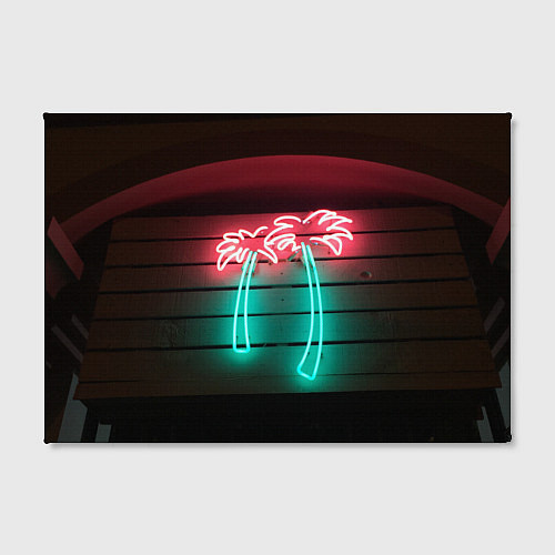 Картина прямоугольная Неоновые пальмы на доске - Зелёный / 3D-принт – фото 2