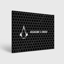 Холст прямоугольный Assassins Creed Logo Glitch на темном фоне, цвет: 3D-принт