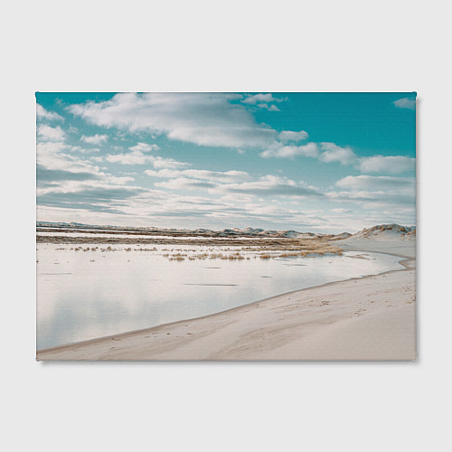 Картина прямоугольная Песочный пляж и водоём - Белый / 3D-принт – фото 2