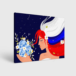 Холст прямоугольный Русская девушка с триколором на волосах, цвет: 3D-принт